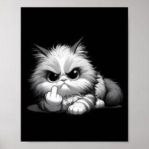 Affiche Chat drôle du doigt d'honneur sarcastique sassy gr