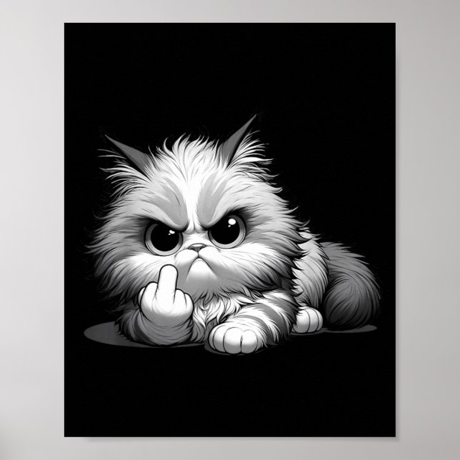 Affiche Chat drôle du doigt d'honneur sarcastique sassy gr (Devant)