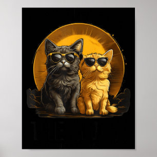 Affiche Chat drôle Éclipse solaire totale Étreinte