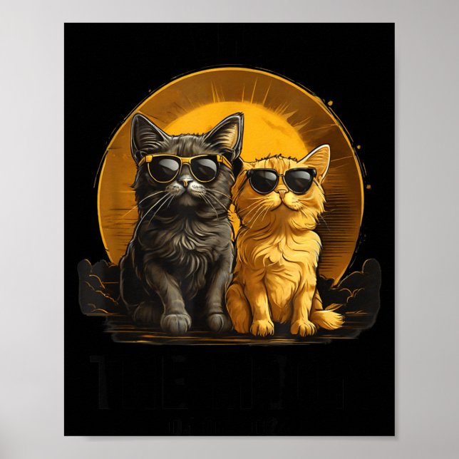 Affiche Chat drôle Éclipse solaire totale Étreinte (Devant)