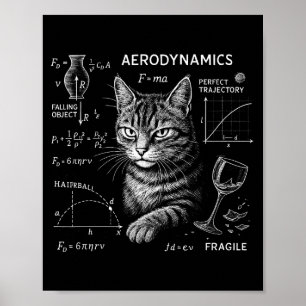 Affiche Chat drôle équations de maths physique humour scie