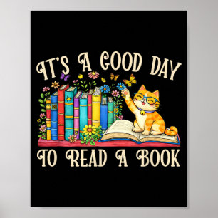 Affiche Chat drôle et amateurs de livres - une bonne journ