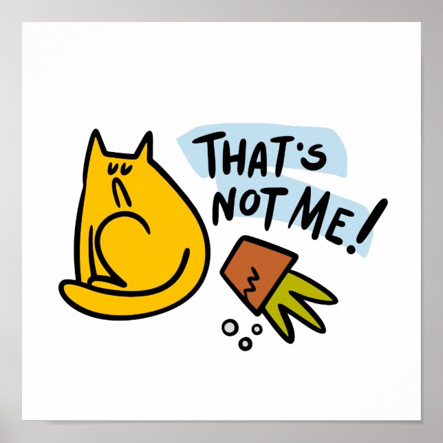 Affiche Chat drôle et pot de fleurs renversé (Devant)