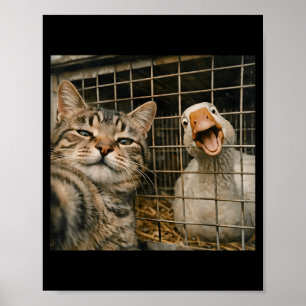 Affiche Chat drôle et selfie d'oie drôle amitié étrange en