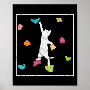 Affiche Chat drôle grimpeur de bloc rocheux adorable chato