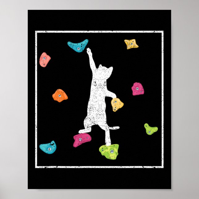 Affiche Chat drôle grimpeur de bloc rocheux adorable chato (Devant)
