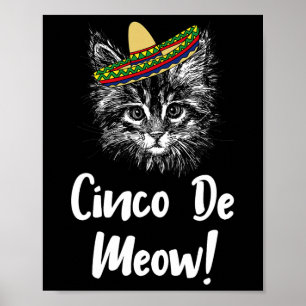 Affiche Chat Drôle Kitty Meow Cinco De Mayo T Shirt Pour C