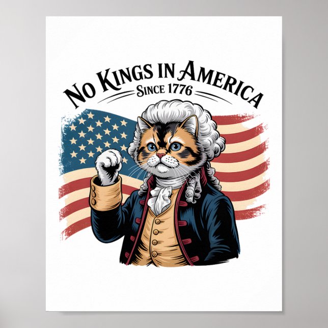Affiche Chat Drôle Pas De Rois En Amérique Depuis 1776 (Devant)