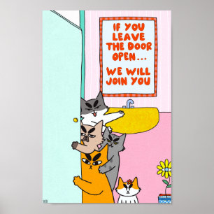 Affiche Chat drôle pastel humoristique
