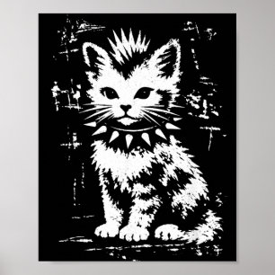 Affiche Chat drôle punk vintage mème pour hommes femmes en