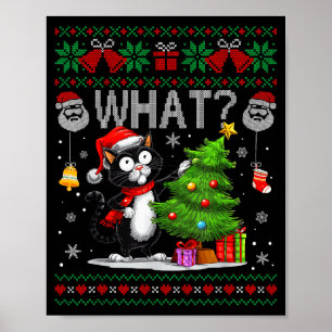 Affiche Chat drôle Quel arbre de Noël de chat noir Noël sa