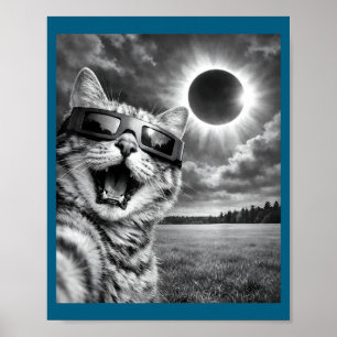 Affiche Chat Drôle Selfie Éclipse Solaire Animal