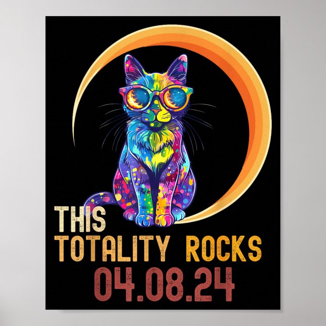 Affiche Chat Drôle Usa Éclipse Solaire Totalité (Devant)