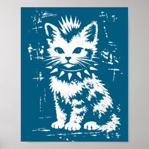Affiche Chat drôle vintage punk chaton mème hommes femmes
