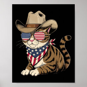 Affiche Chat du 4 juillet pour un amoureux de cowboy Drape