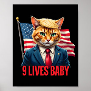 Affiche Chat du drapeau américain dans la suite Donald Tru