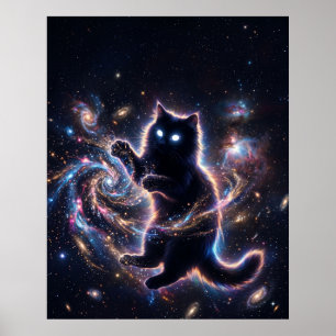 Affiche Chat du Trou Noir Jouant avec l'Art de la Poussièr