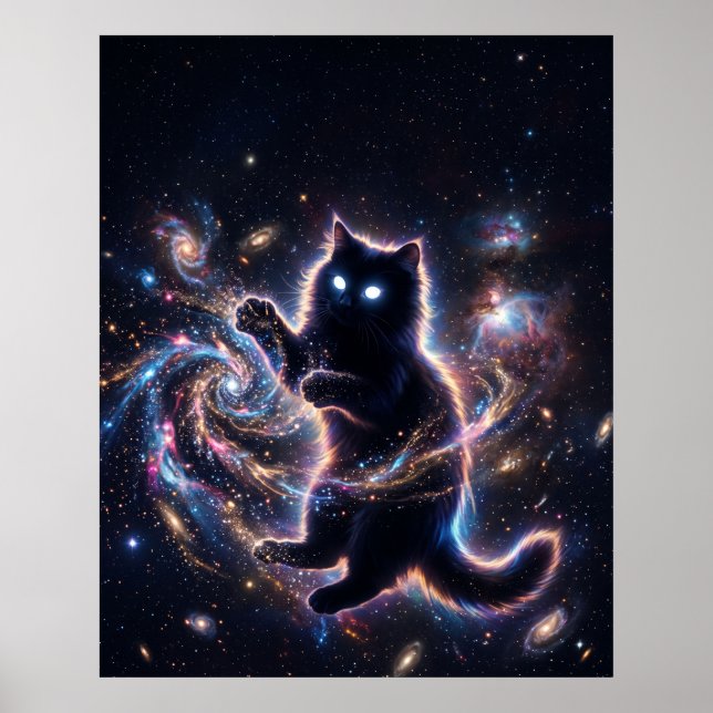 Affiche Chat du Trou Noir Jouant avec l'Art de la Poussièr (Devant)