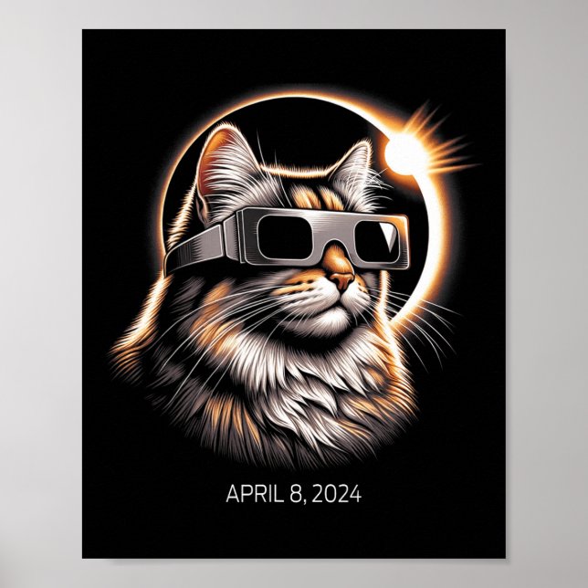 Affiche Chat Éclipse Solaire Portant Des Éclipses Solaires (Devant)