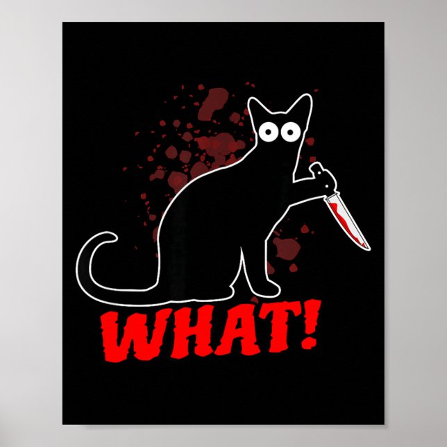 Affiche Chat effrayant et meurtrier avec un couteau chat q (Devant)
