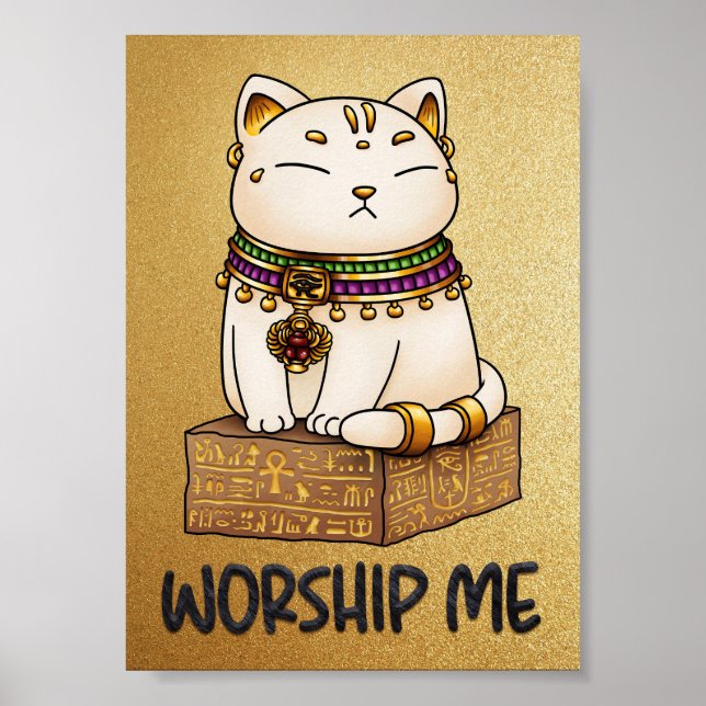Affiche Chat égyptien Dieu Bastet Adorez-moi (Devant)