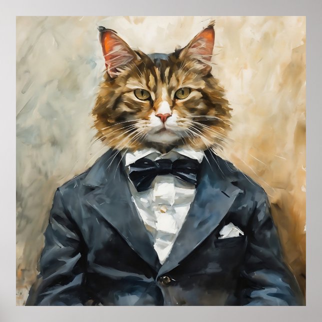 Affiche Chat en costume (Devant)