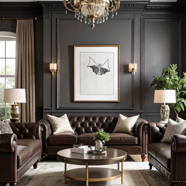 Affiche Chat en dentelle gothique noir 1 (dark academia gothic lace bat art)