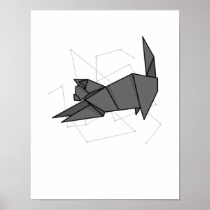 Affiche Chat en origami qui s'étend