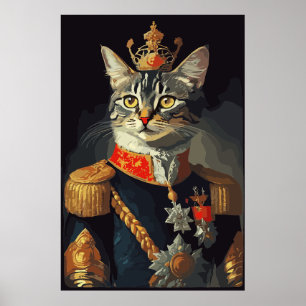 Affiche Chat en uniforme royal portrait
