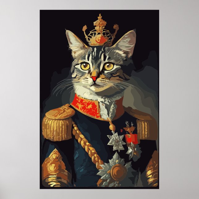 Affiche Chat en uniforme royal portrait (Devant)