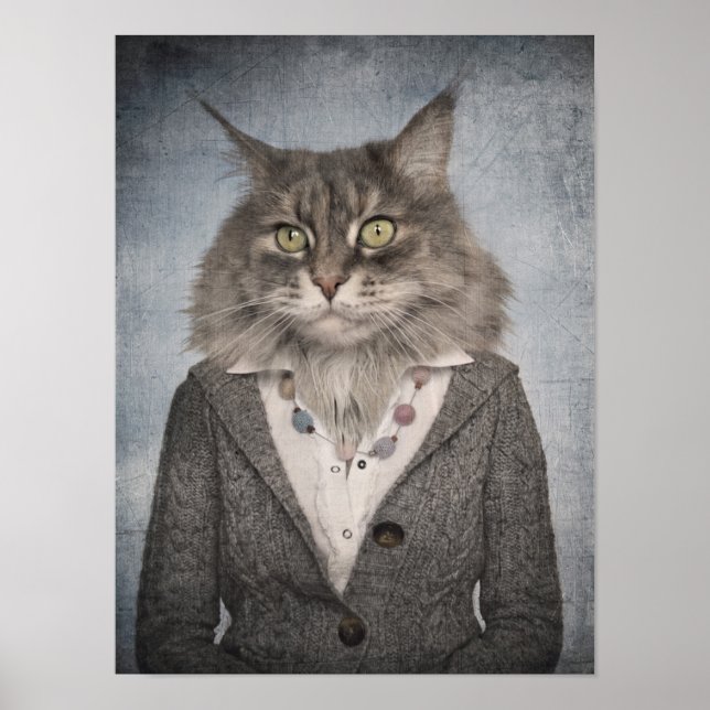 Affiche Chat En Vêtements (Devant)
