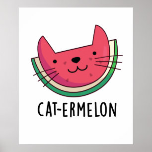 Affiche Chat-Ermelon Funny Chat Watermelon Pun
