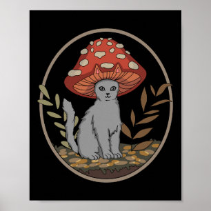 Affiche Chat esthétique Cottagecore Avec Casquette Champig