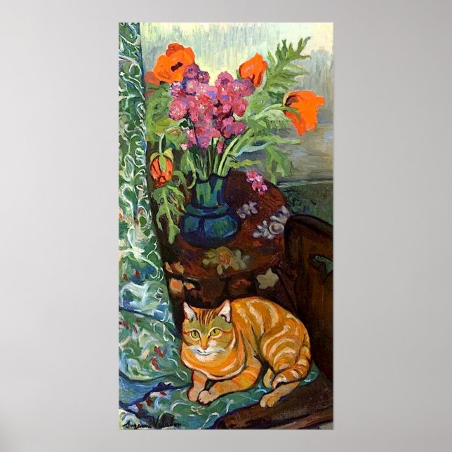 Affiche Chat et Bouquet, Suzanne Valadon (Devant)