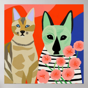 Affiche Chat et chat extraterrestre