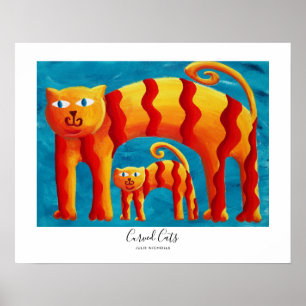 Affiche Chat et chaton courbés colorés mignons modernes