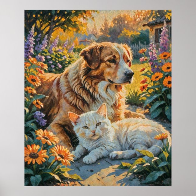Affiche Chat et chien (Devant)