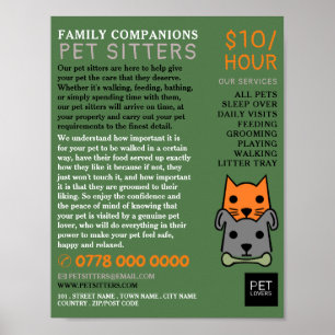 Affiche Chat et chien, Service de pose d'animaux de compag