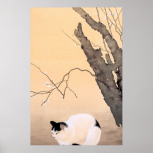 Affiche Chat et fleurs de prunier - Hishida Shunso