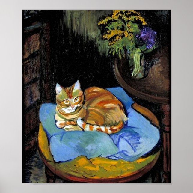 Affiche Chat et fleurs en Vase, Suzanne Valadon (Devant)