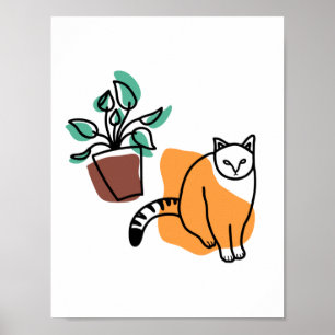 Affiche Chat et le plante