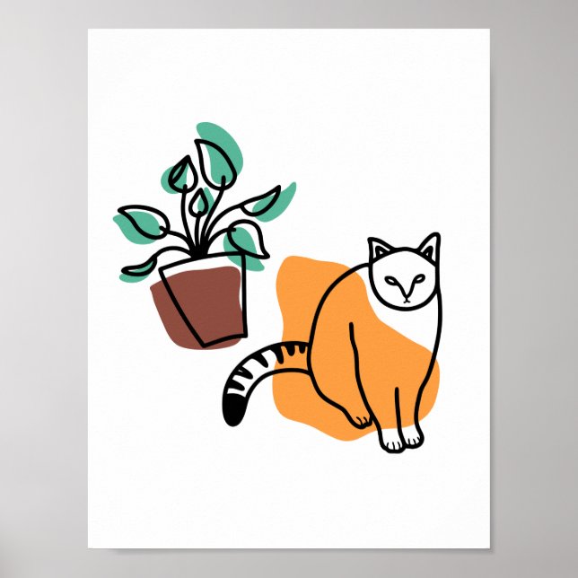 Affiche Chat et le plante (Devant)