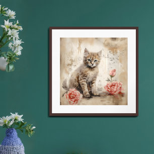 Affiche Chat et Rose 1