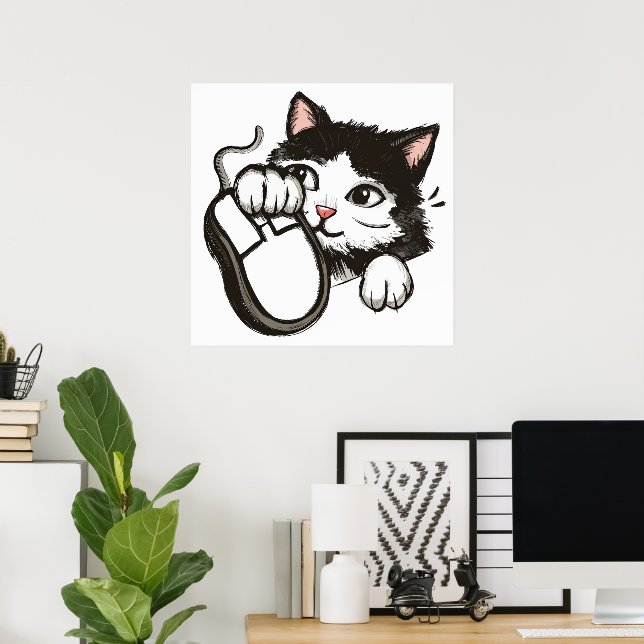 Affiche Chat et souris (Bureau à domicile)