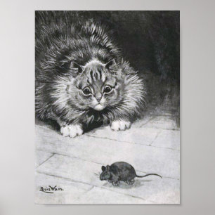 Affiche Chat et Souris, Louis Wain