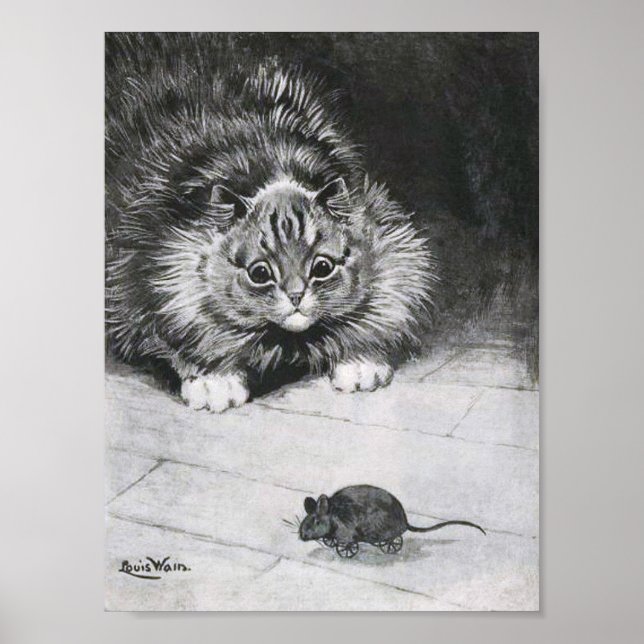 Affiche Chat et Souris, Louis Wain (Devant)