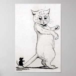 Affiche Chat et Souris, Louis Wain
