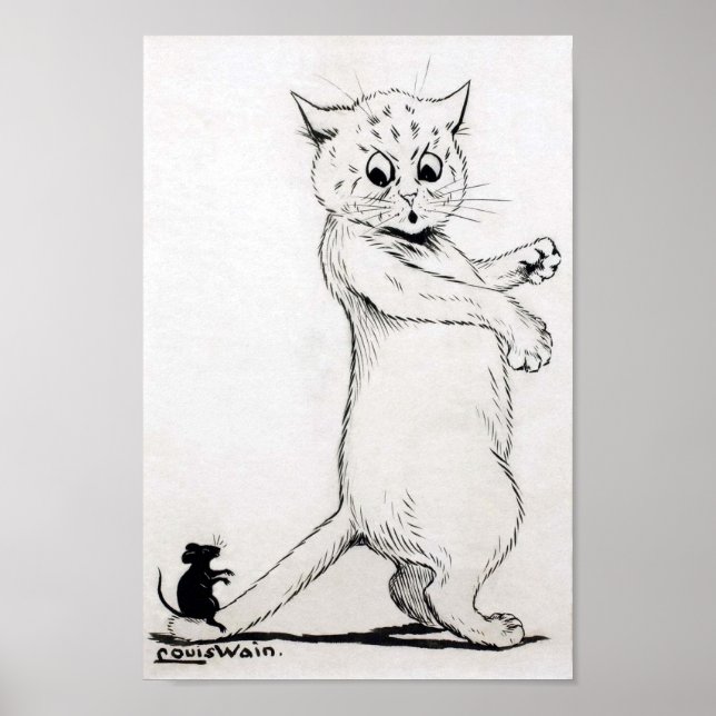 Affiche Chat et Souris, Louis Wain (Devant)