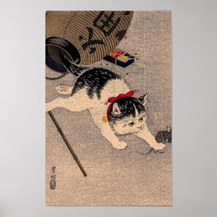 Affiche Chat et Souris Vintage par Ohara Koson
