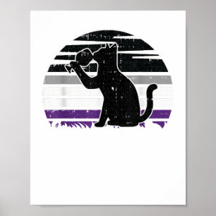 Affiche Chat Et Vin Asexué Fierté Retro Boire LGBT-Q A